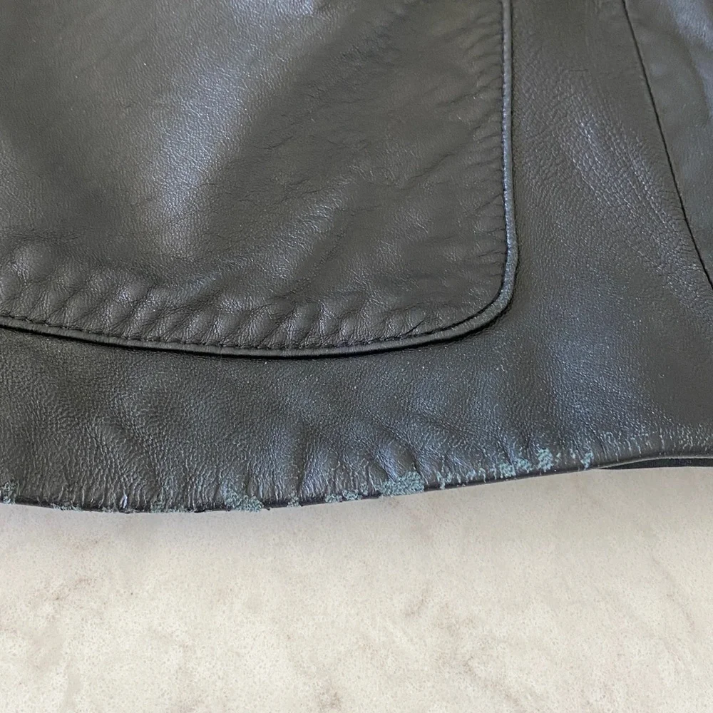 Y2K Lamb Skin Black Leather Blazer Style Jacket by Anne Klein size M